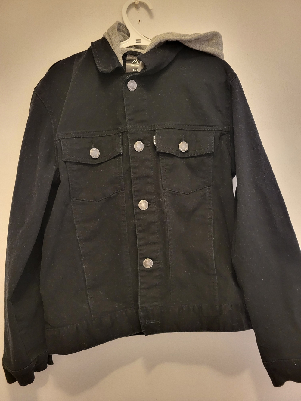 Unbranded Kids Black Jean Jacket with Grey Hood